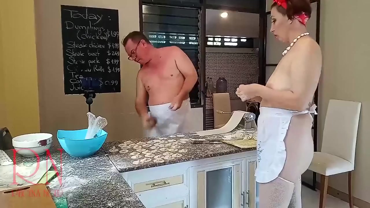 Regina Noir In Nudist Housekeeper Cooking At The Kitchen. Naked Maid Makes Dumplings. Naked Cooks. Short 2