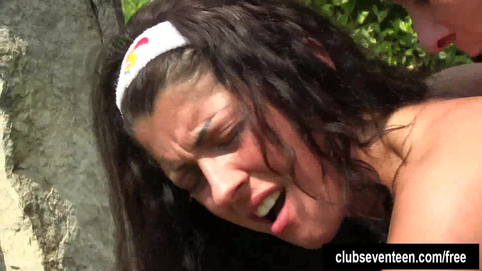 Brunette teen 18+ Vivien gets fucked in the garden