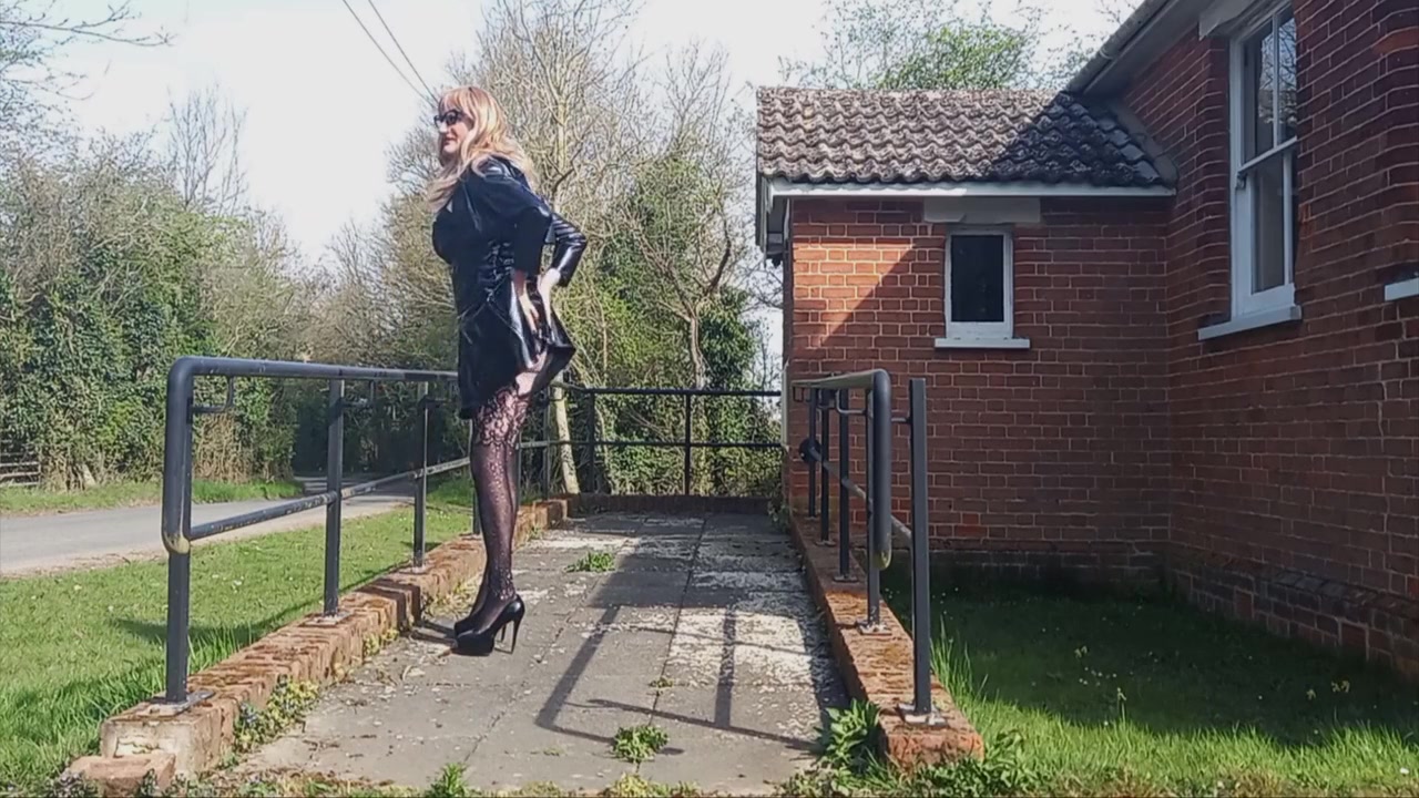 Tranny Gina In Pvc Performing At The Village Hall