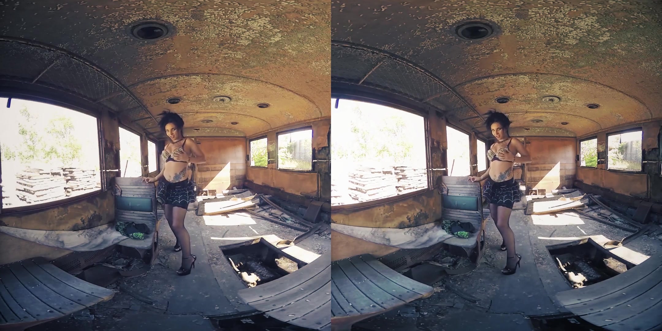 Lucia Denvile in Tatted Up Babe Gets Naked in an Abandoned House - BravoModelsMedia