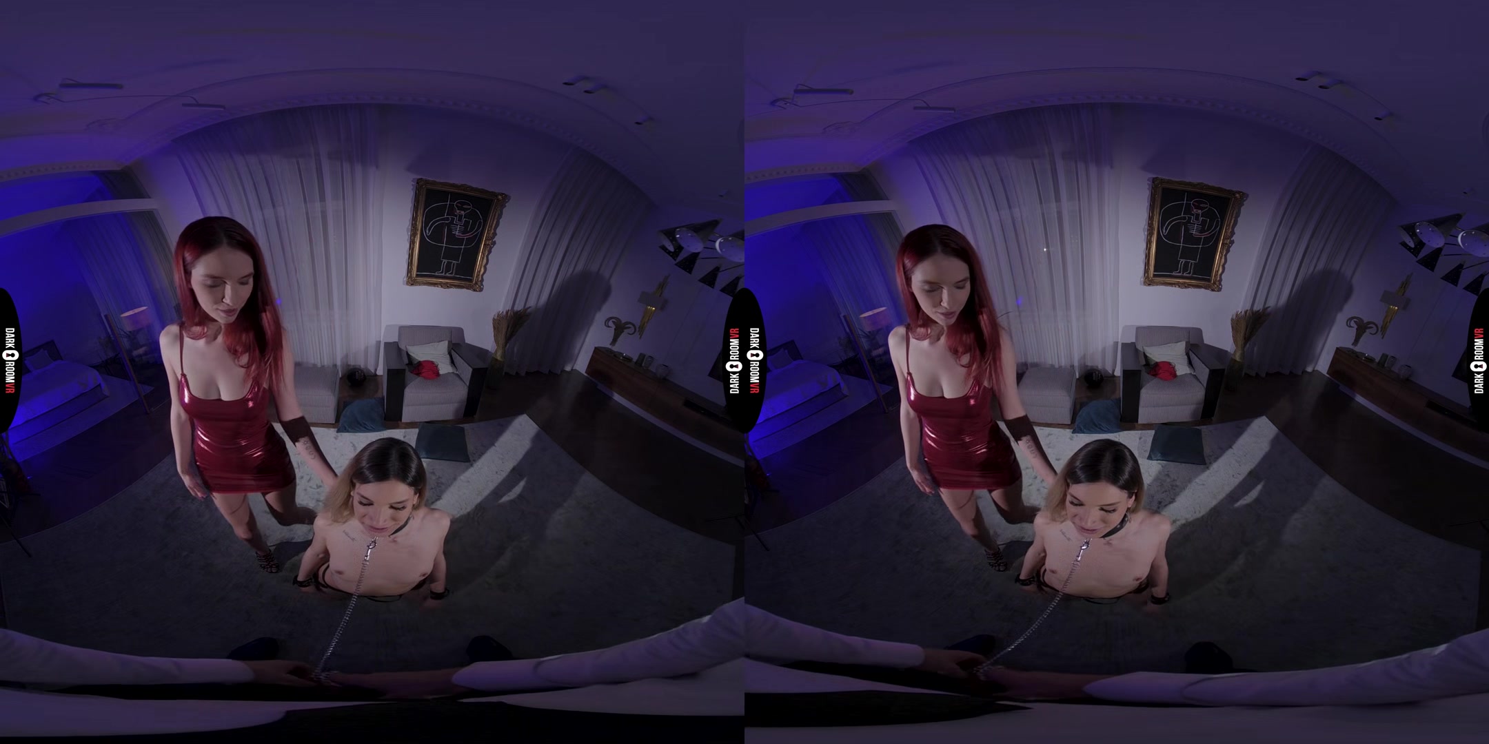 Leya Desantis & Megan Love VR Porn: Leashed Gift - DarkRoomVR
