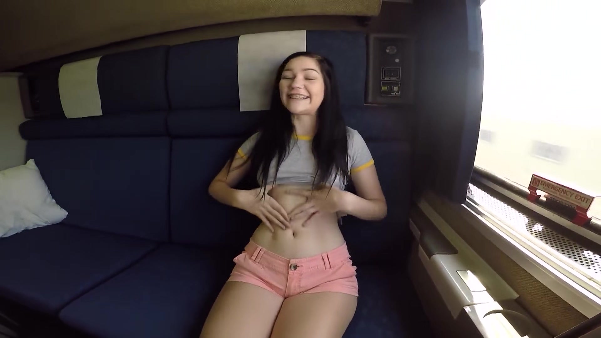Karly Baker was lost at the train station. Gets her slut on while riding in a train car.