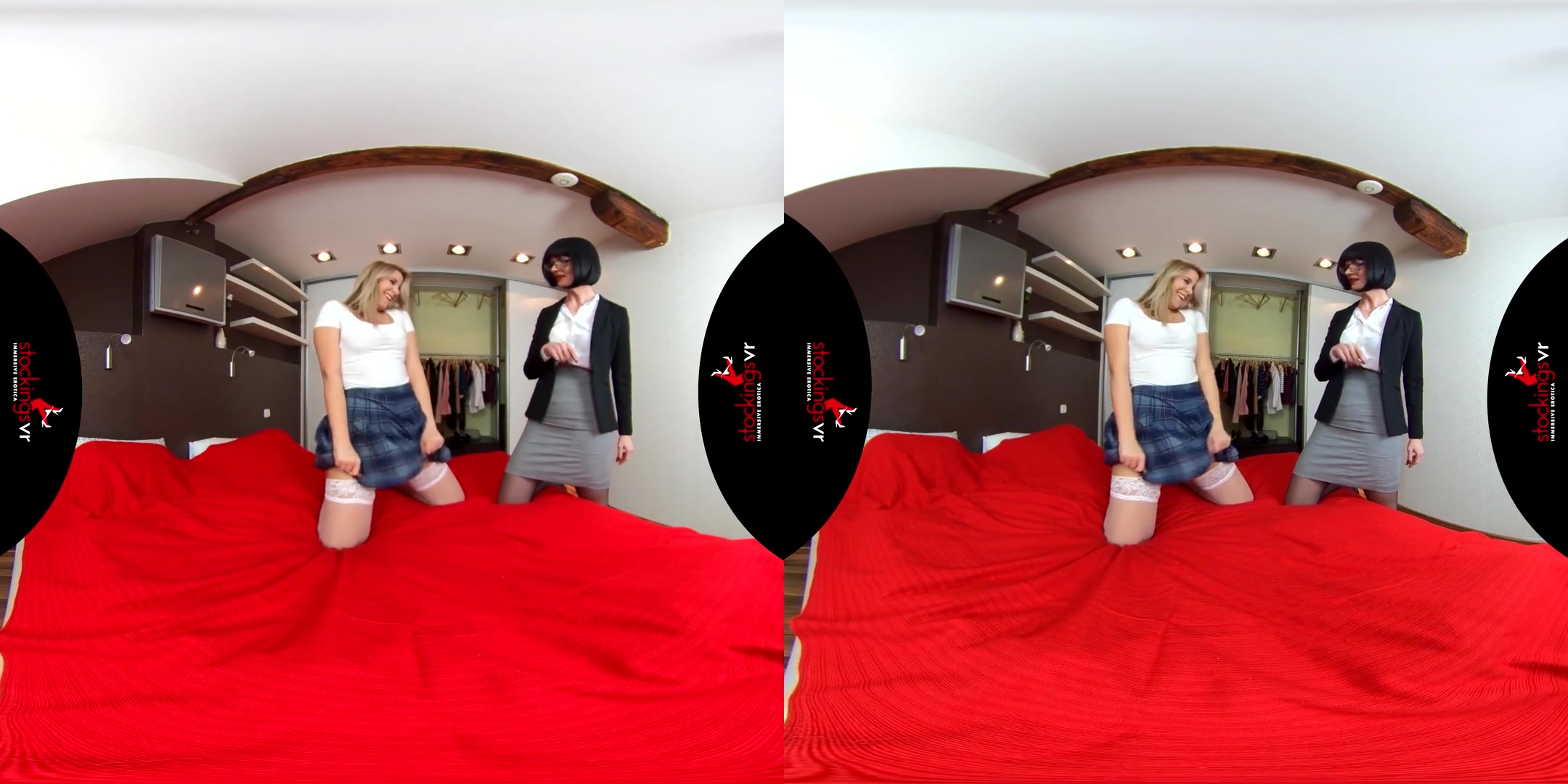 Naughty Julia & Nikky Dream in Teacher's Panty Pet - FFStockings