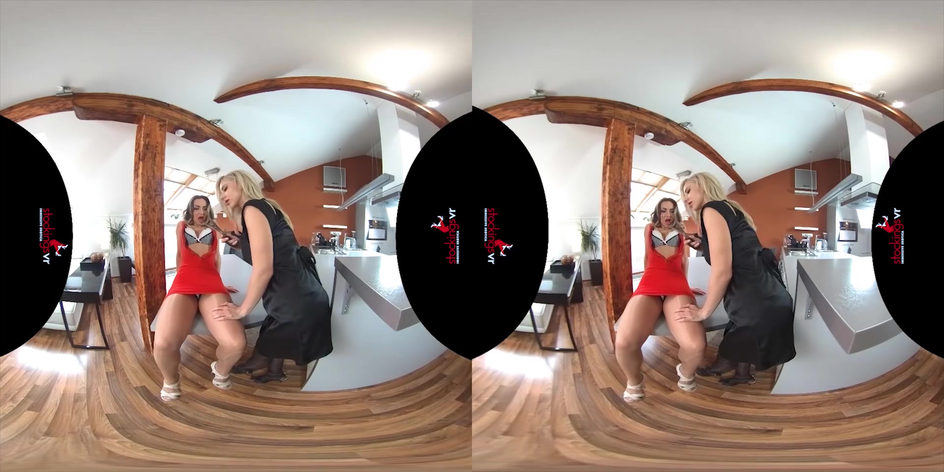 Pantyhosed grip and rip it starring Nathaly Cherie and Victoria Puppy