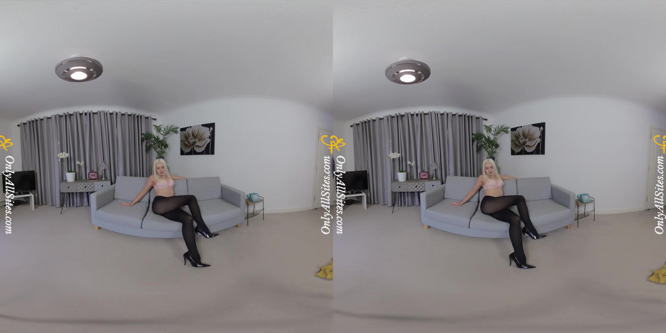 Lydia Jane - Home From Work Striptease - Blonde Striptease Pantyhose