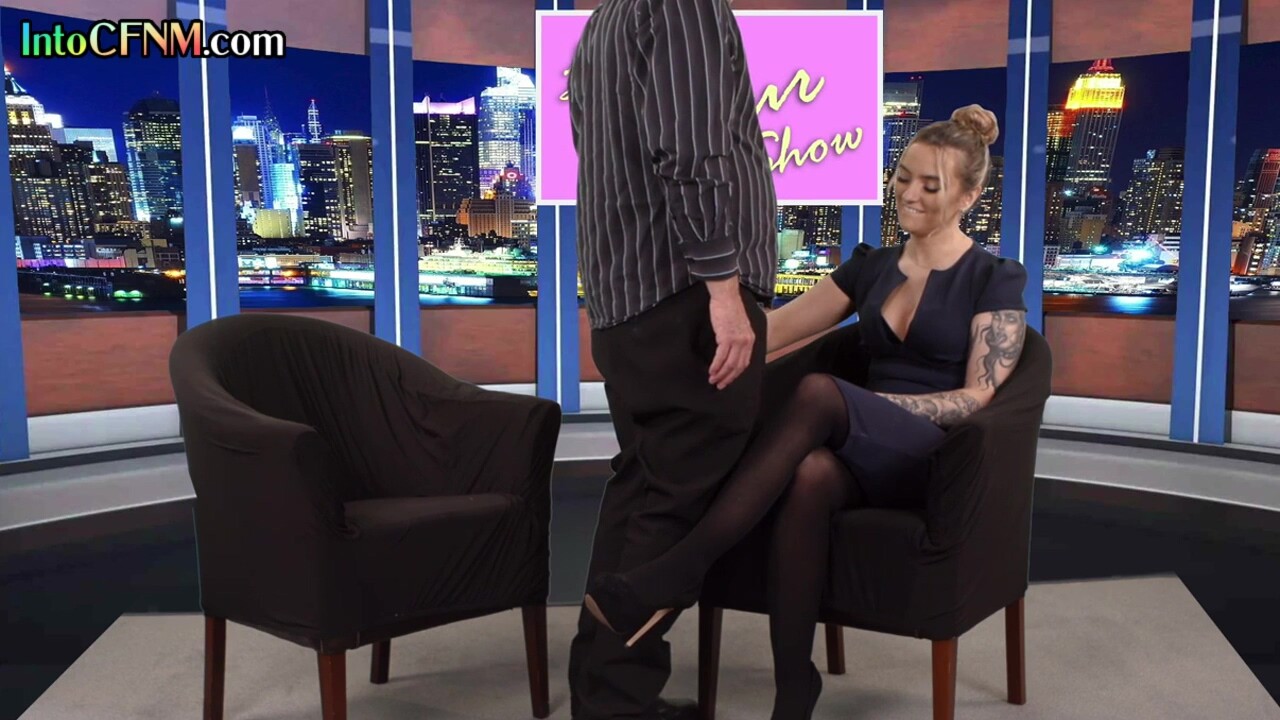CFNM tv hostess cocksucking news anchor