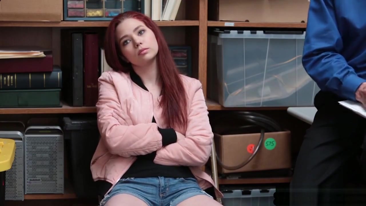 Cute redhead teen 18+ busted and fucked by a security guard