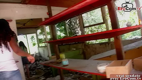 French petite ebony teen 18+ at amateur outdoor sex cum swallow