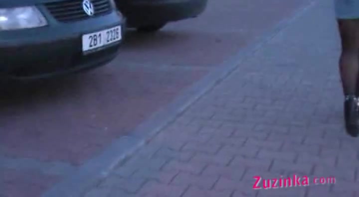 Amateur Zuzinka with dildo inside pussy in public