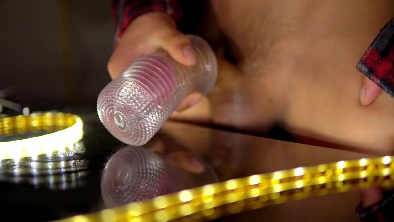 Throbbing Uncut Cock Cum Inside Clear Sex Toy Close Up