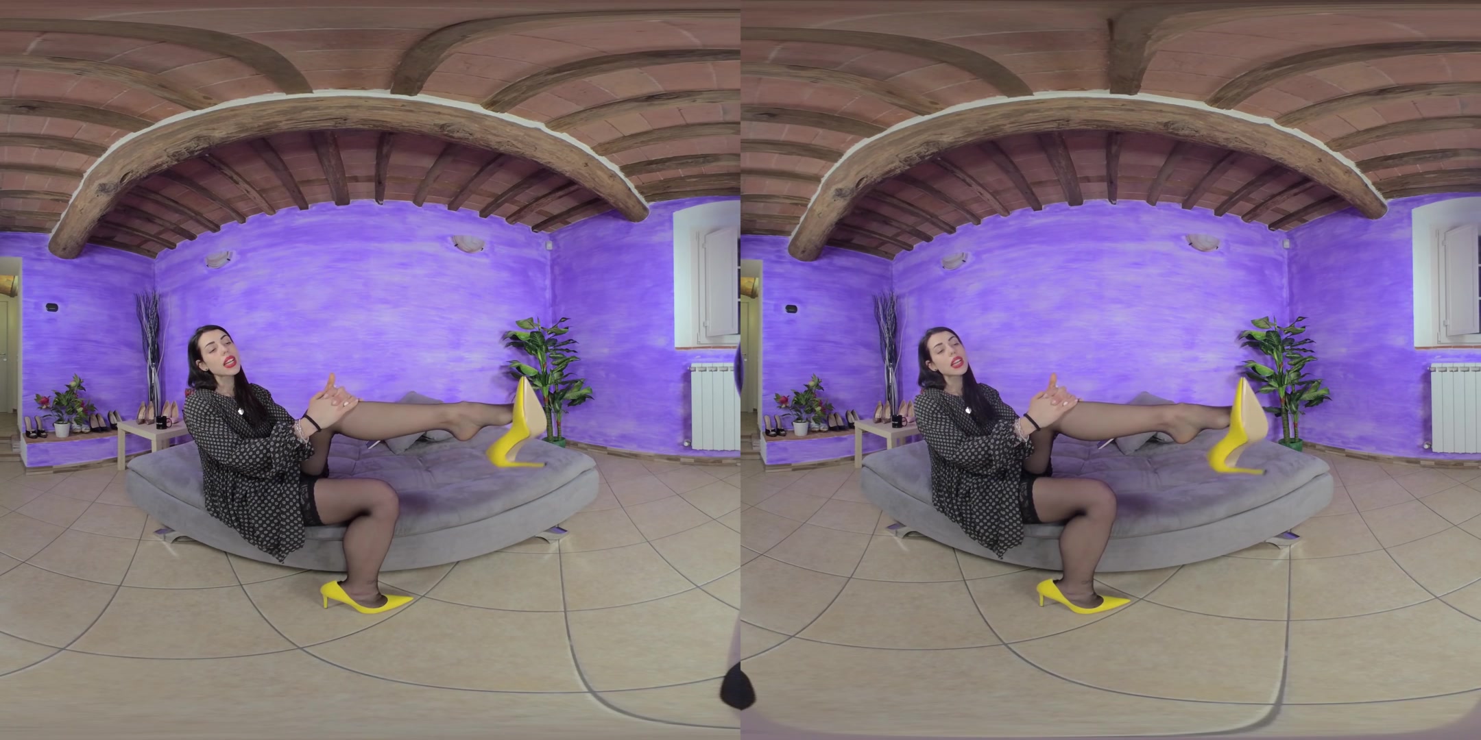 Sexy Petra's Delicious Feet In Yellow Pointed - Toe Stilettos - VRFootFetish
