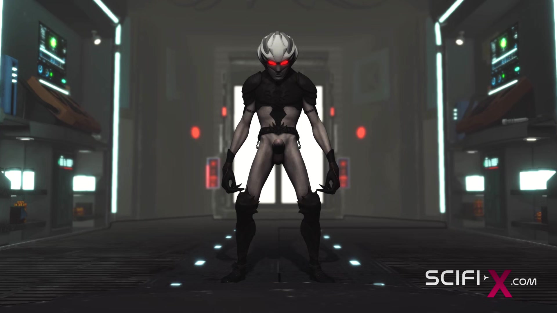 Hot sex in the sci-fi lab. A sexy girl gets fucked by an android monster