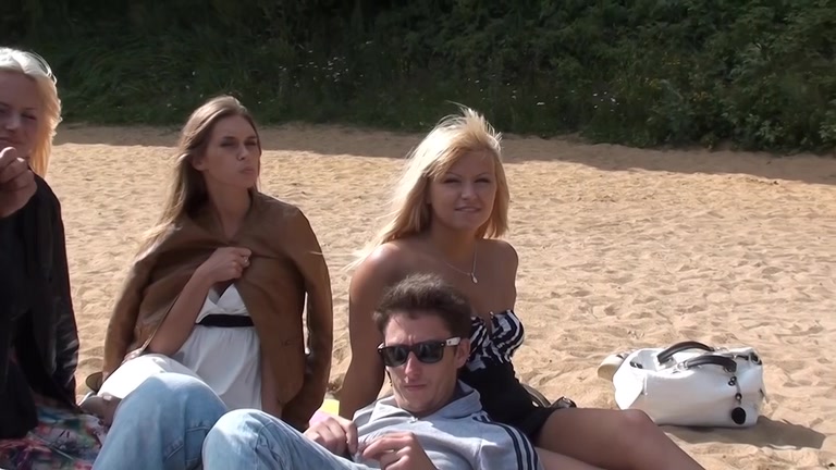 Outdoor sex movie scene with 2 sexy honeys