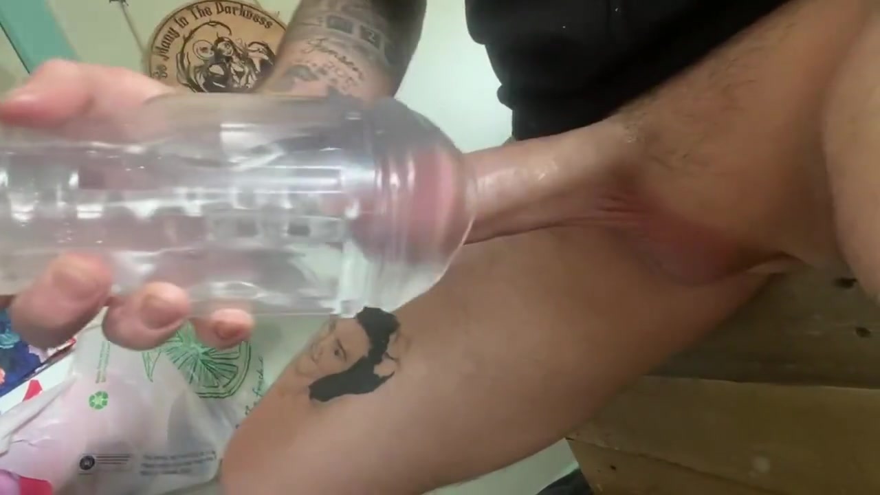Step daddy Sits On The Edge Of His Bed And Uses His Fleshlight