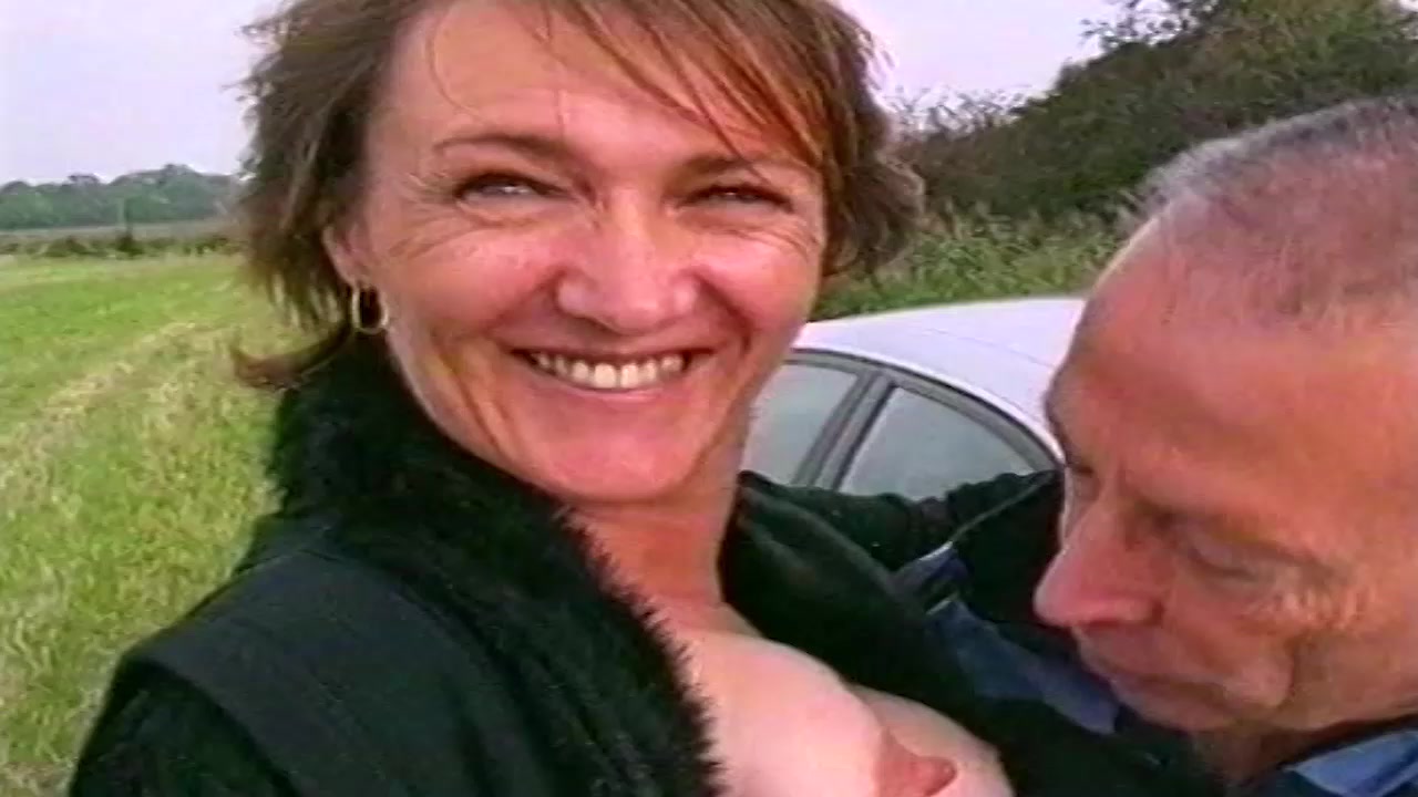 Older mature couple risky outdoor sex