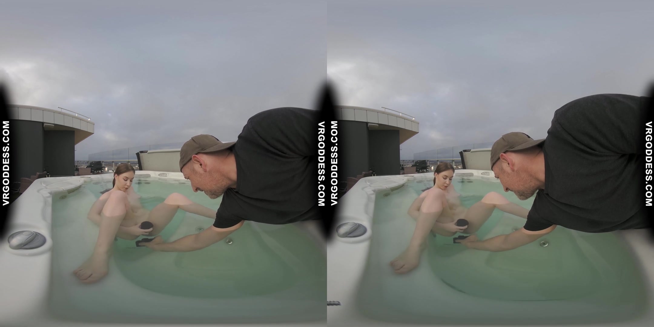 Behind The Scenes Filming Pretty Lika Rooftop Jacuzzi Dildo Masturbating