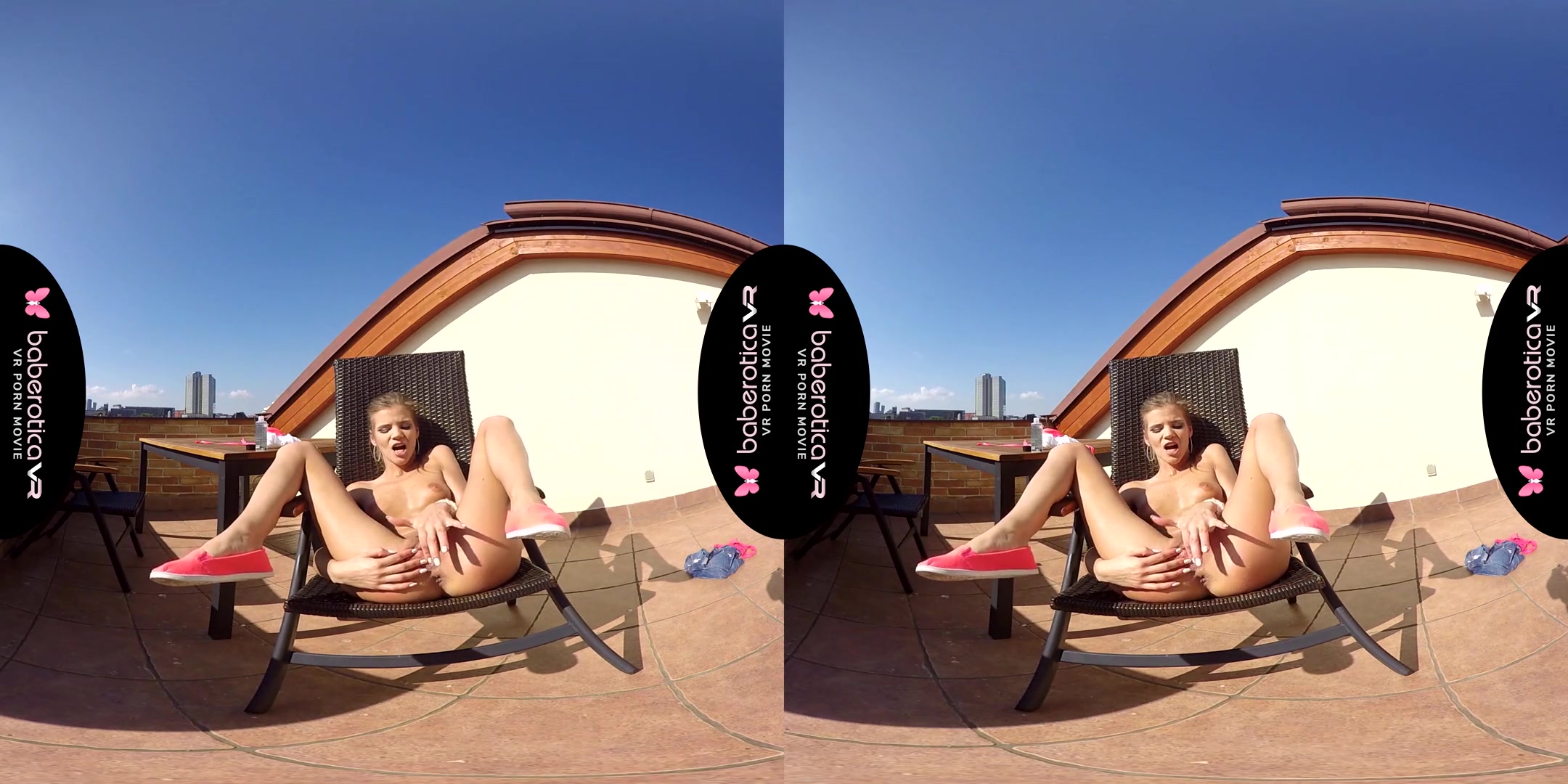 Blonde Sarah Kay Has Such A Big Orgasm On The Balcony - Cute European Pornstar Solo