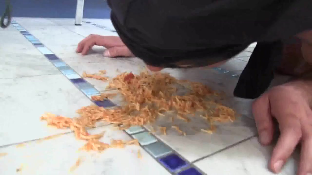 Ebony ordered spaghetti by Foot Girls