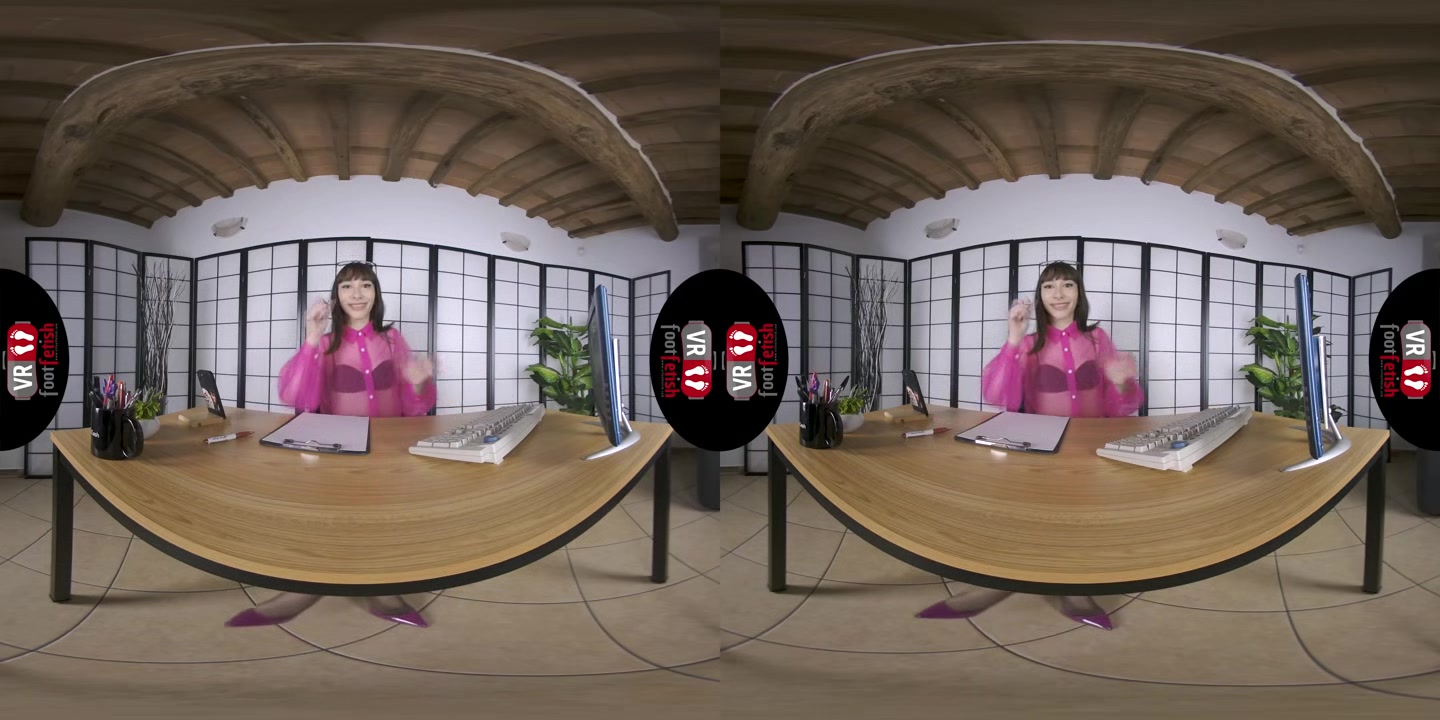 Outstanding Brunette Secretary Reine Vixen Loves Posing Her Hot Feet With Stockings In VR - VRFootFetish