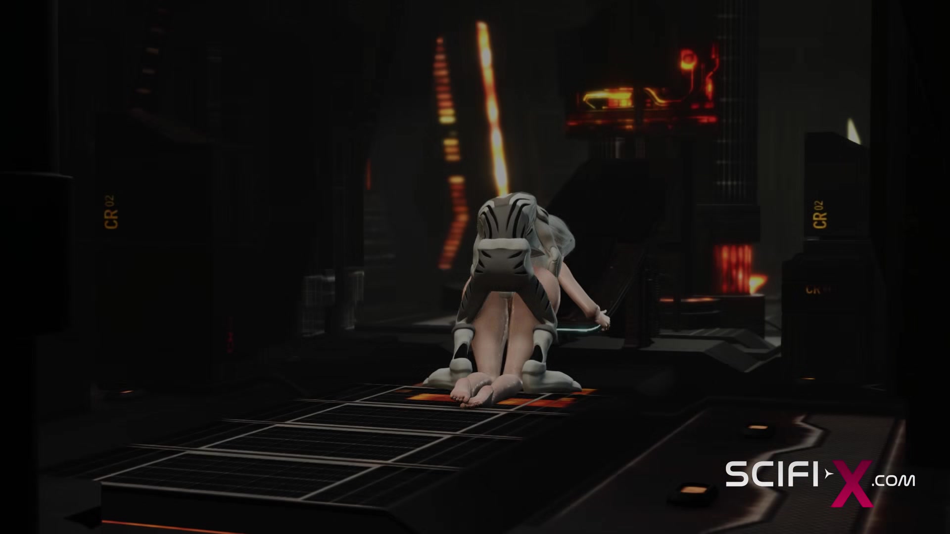 Sex with an alien in a spaceship. A sexy young blonde gets fucked by an alien