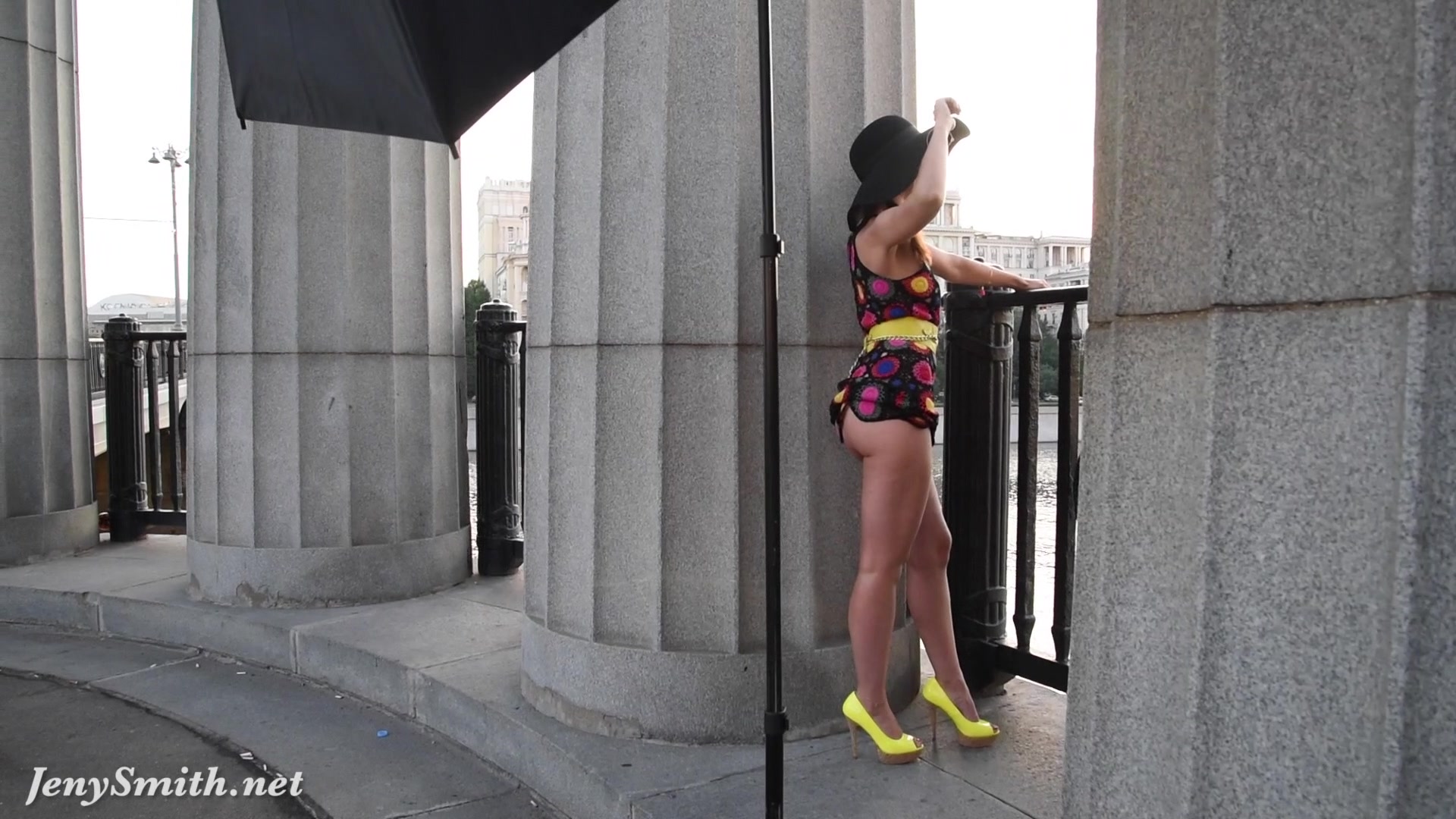 Jeny Smith -Yellow heels public naked