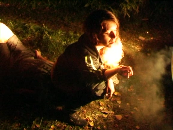 Smoking Lady Plays in the Forest