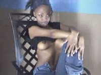 Ebony bares her tiny tits