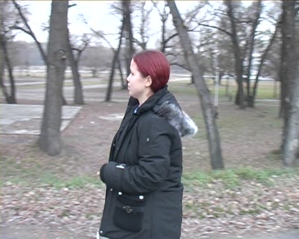 Redhead student 18+ sucks on the banks of the river for all to watch