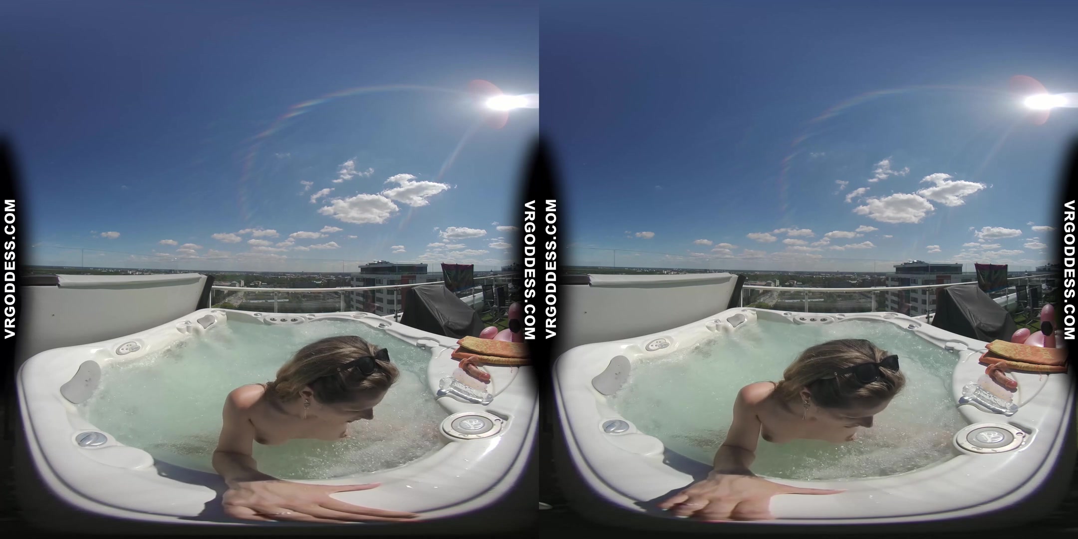 Rooftop Jacuzzi Private Moments With Model Josie Masturbating With Dildos In The Sun