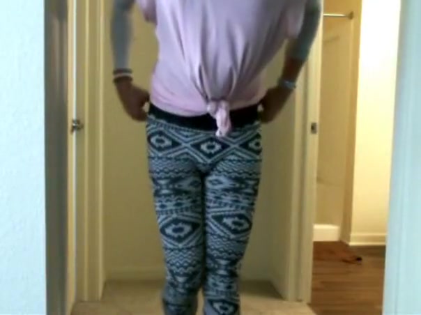 Tranny in tights and thong striptease