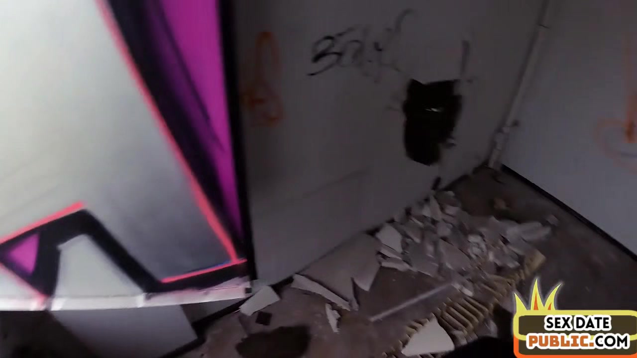 Public MILF with tattooed body fucked in abandoned building