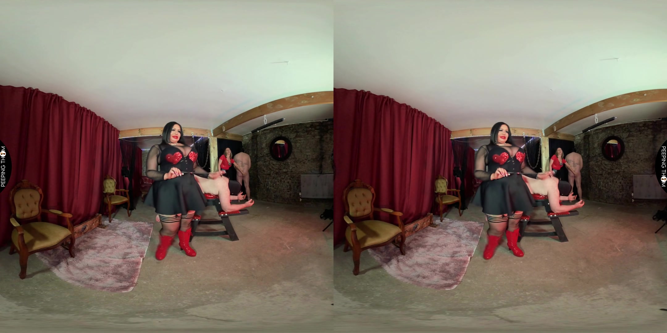 Mia and Aveena - Double Spanking - PeepingThom