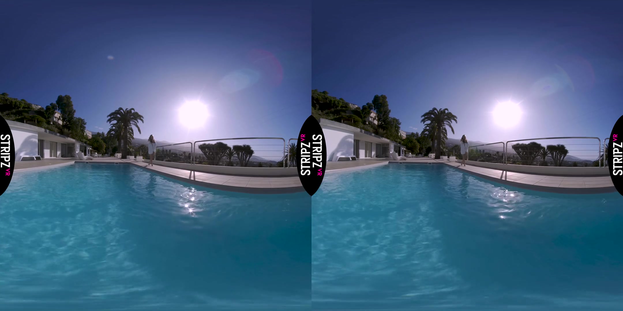 Take a Dip - Blonde with Long Legs Goes Skinny Dipping in the Pool