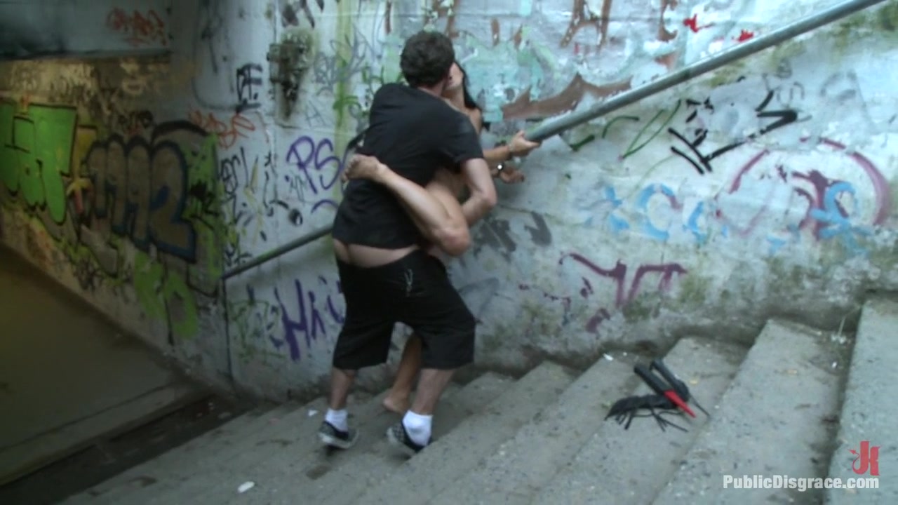 World Famous Dominatrix Down on her Knees Crawling Naked Through the Streets of Europe