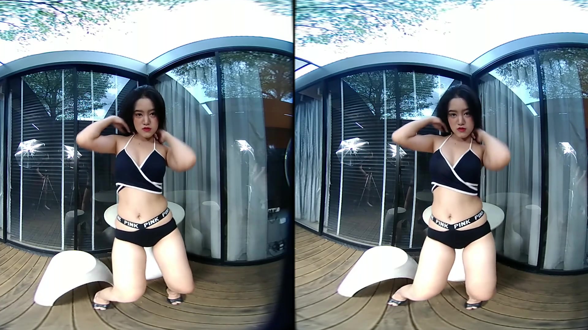 Asian teen 18+ In Black Bikini Videoshoots With Music - VRpussyVision