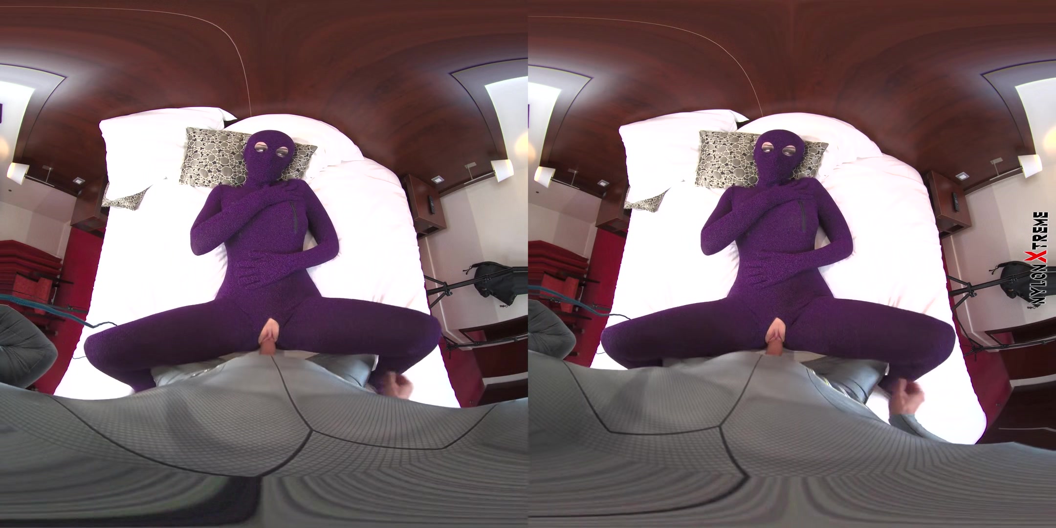 Nora Fox Purple Zentai Encasement Creampie