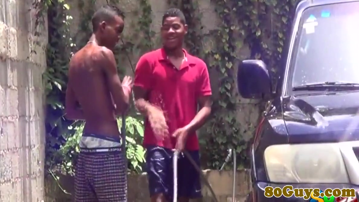 Outdoor Carwash: African Gay Twinks Fucking