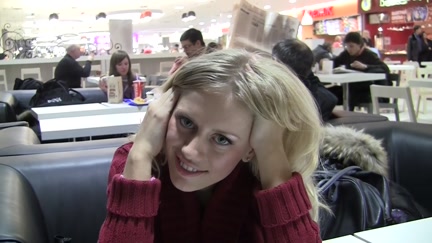 2 blond engulfing penis in a McDonald's WC