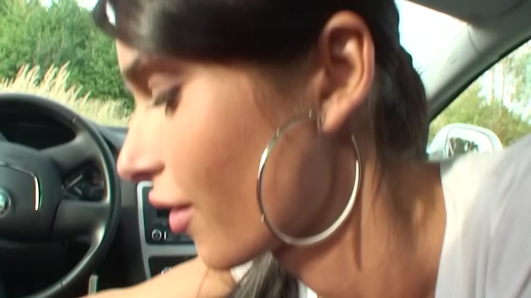 Hawt dilettante gal bent over the car and screwed untill ejaculation