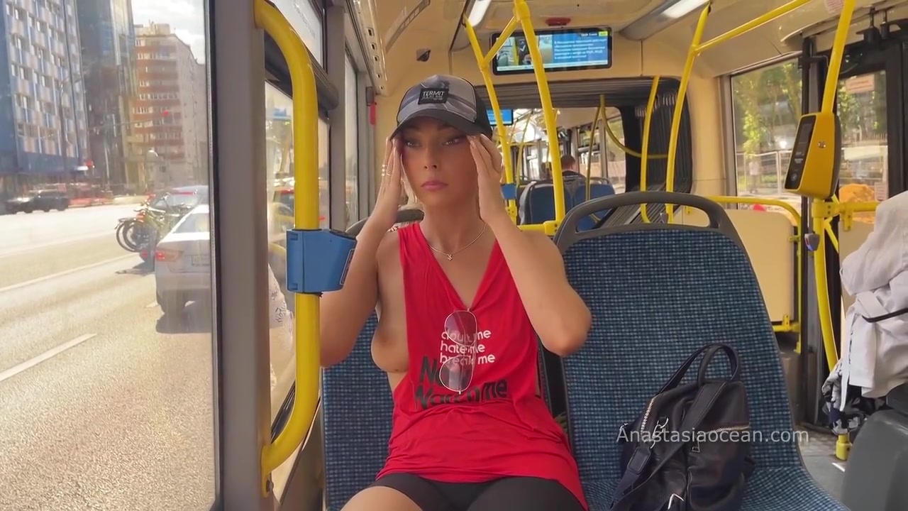 Topless In Public Bus - Anastasia Ocean And Emerald Ocean