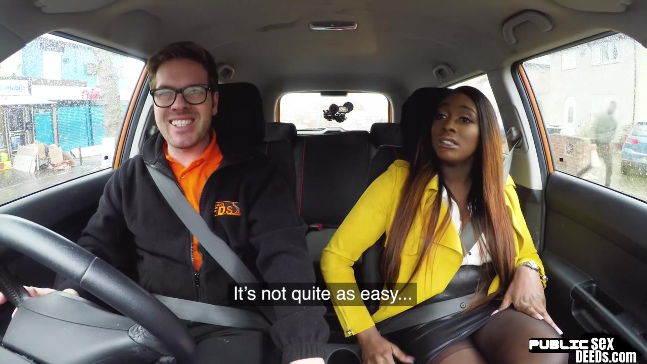 Ebony driving student 18+ MILF public fucked in car outdoor