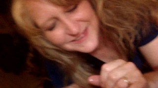 Whore step mom gives a sloppy deep throat to Stepson . w/facial