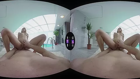 Mary Kalisy in Naughty Blonde Swimmer Gives A Head In A Pool - TmwVRNet