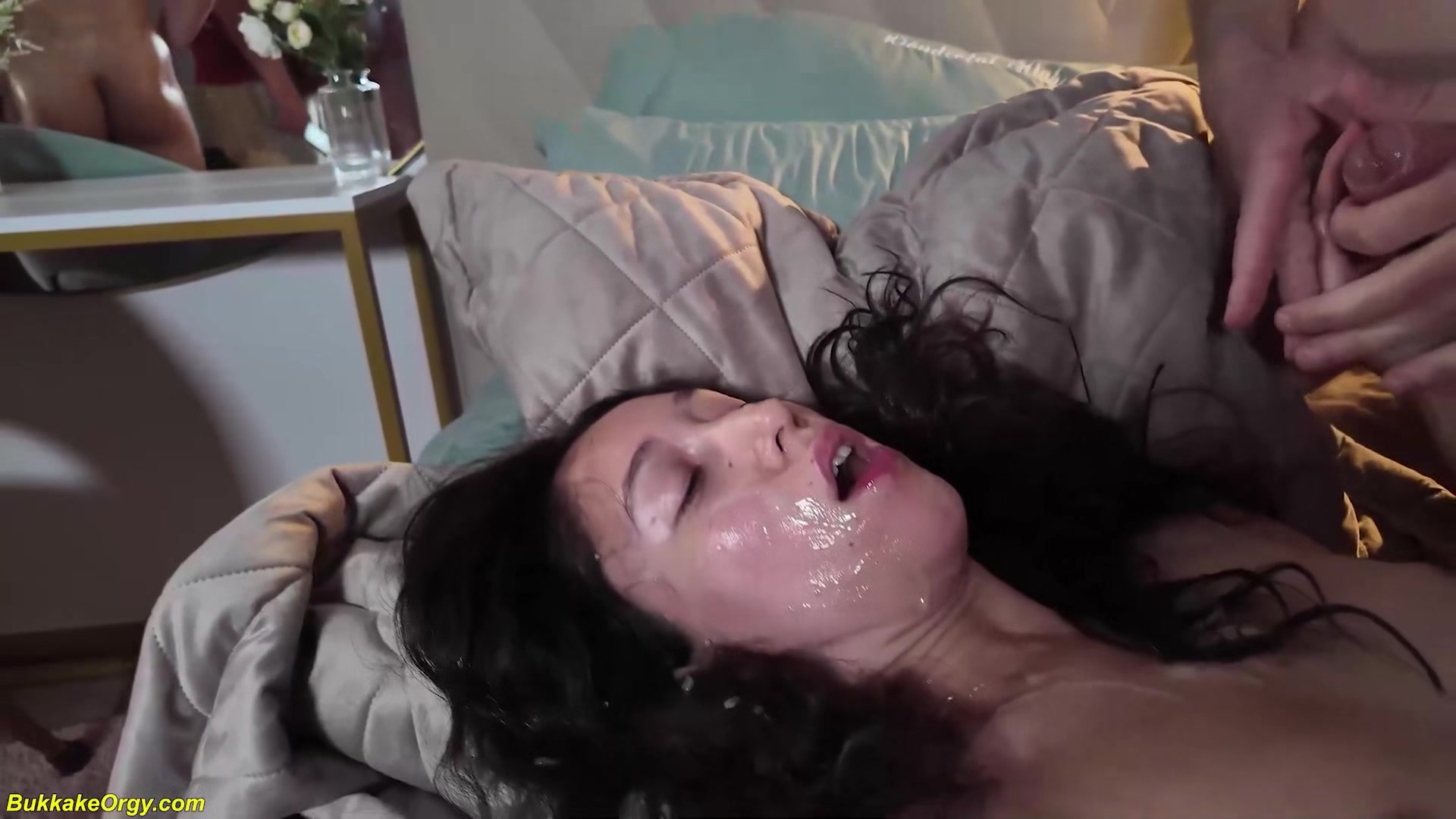 her first DP bukkake gangbang orgy