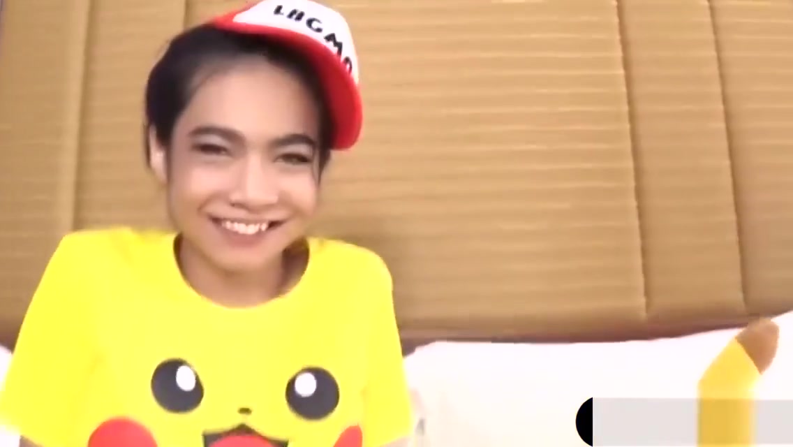 Asian ladyboy in a funny tshirt get barebacked hard