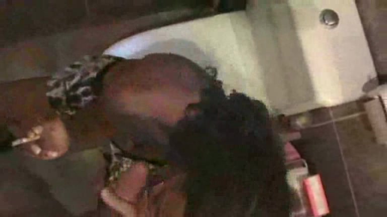 This Ebony has a seductive look on her face when she sucks dick