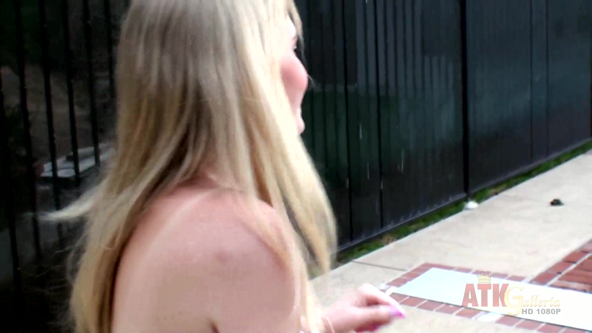 Alli jumps into the pool naked while chatting