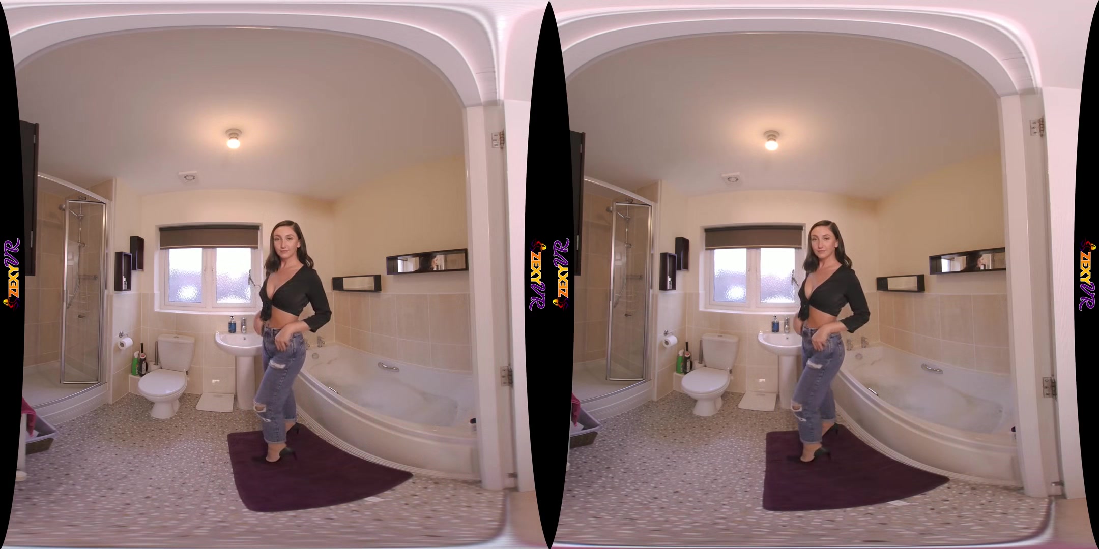 Strip & Soak - Cute Brunette Solo Striptease - SexLikeReal