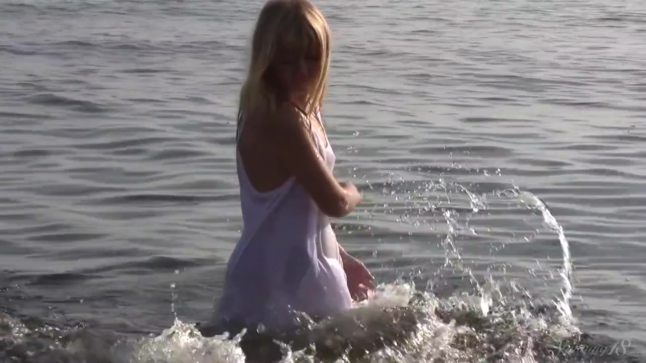 Gorgeous Long Legged Coed Garcia Strips And Plays In The Water!