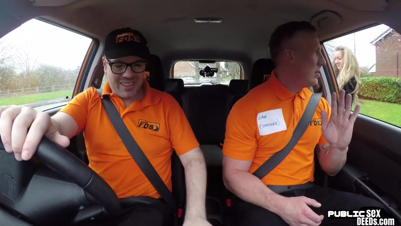 MILF big titted driver doggy styled by instructor in car